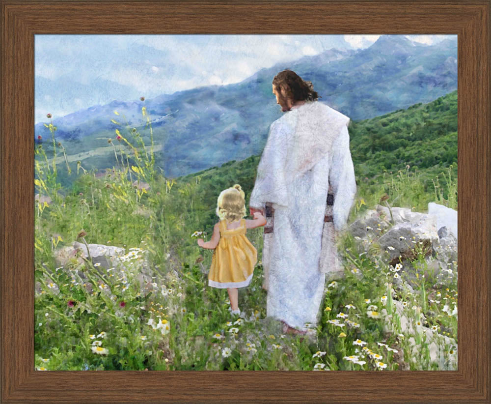 A Chance to Bloom 13x15 framed canvas medium brown frame