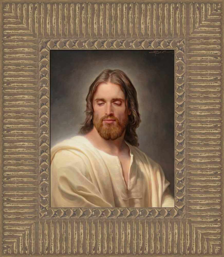 Portrait of Jesus in a white robe.