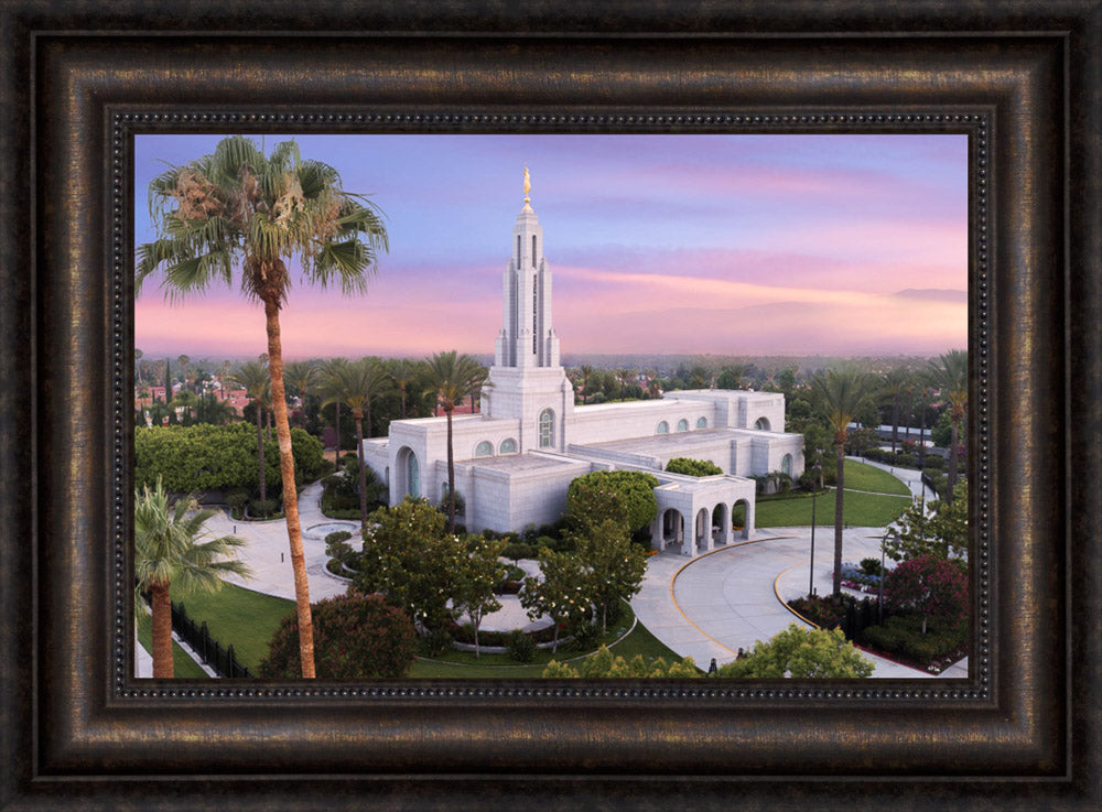 Redlands Temple - Greater Heights 14x20 framed giclee canvas bronze frame