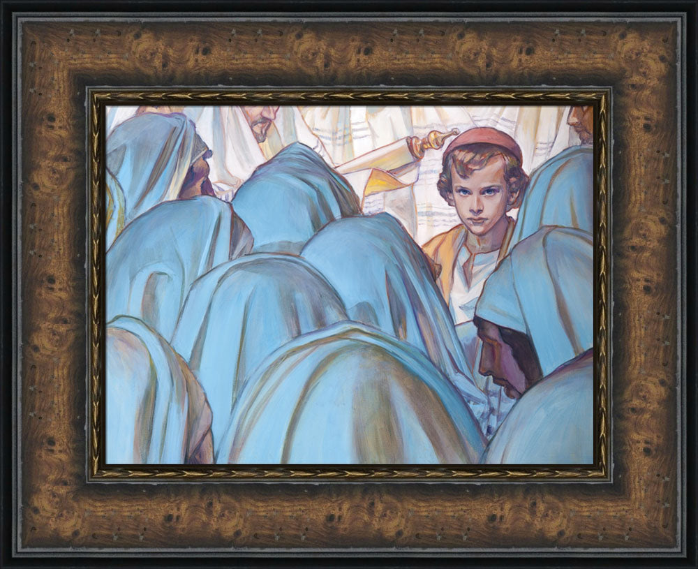 Young Jesus teaching a group of people.