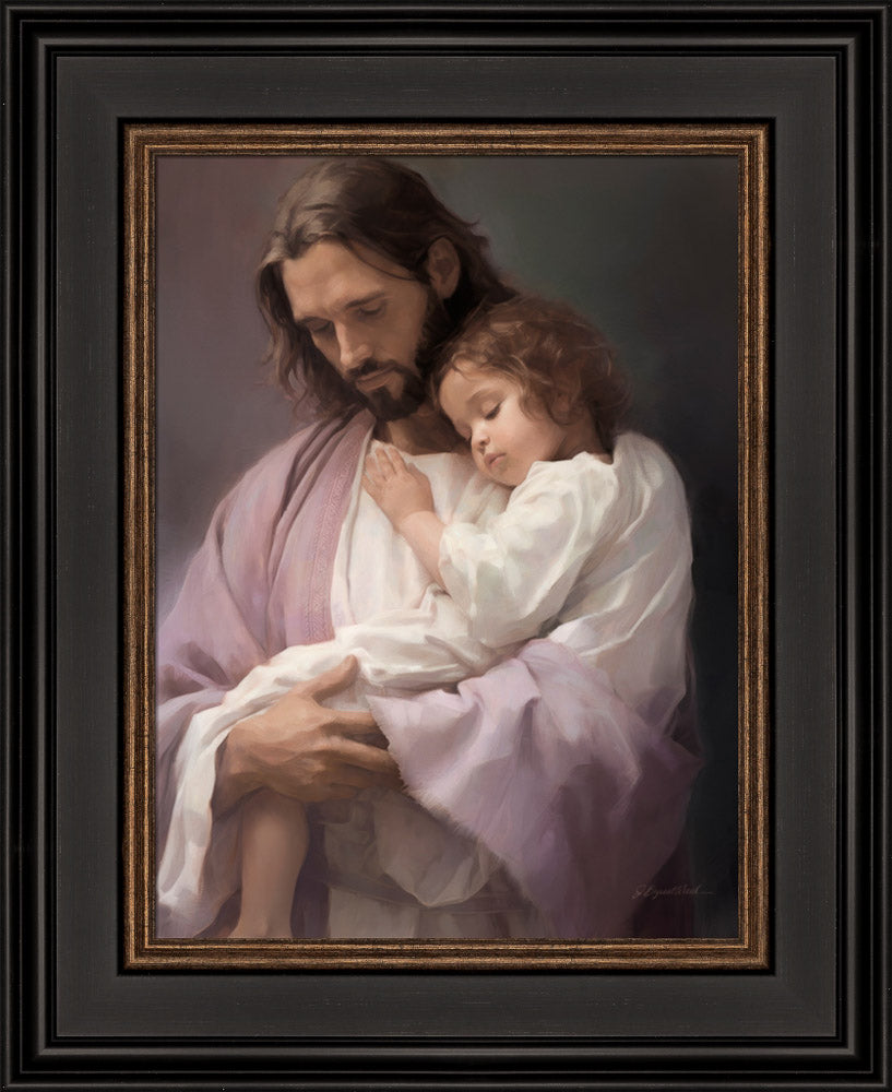 In His Tender Care - framed giclee canvas