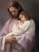 Jesus Christ holding a little child.