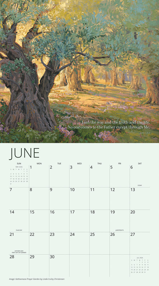 The Lord is My Light Bible Verse 2026 Wall Calendar