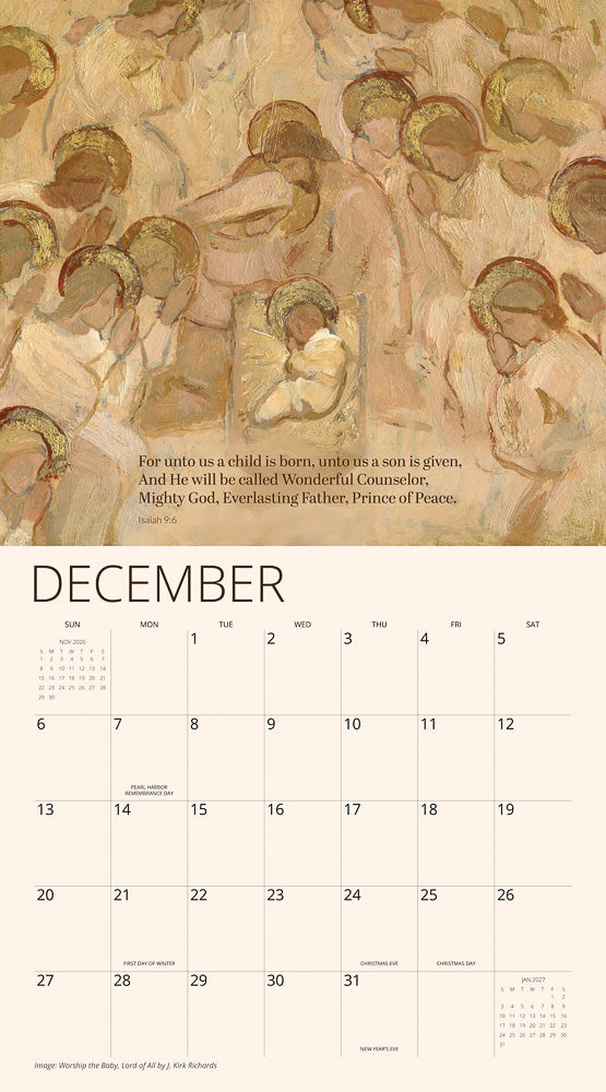 The Lord is My Light Bible Verse 2026 Wall Calendar