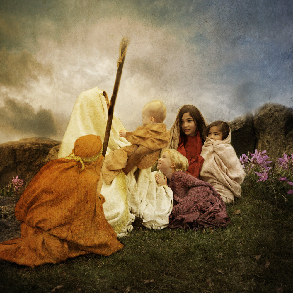 Jesus Christ with a group of children.