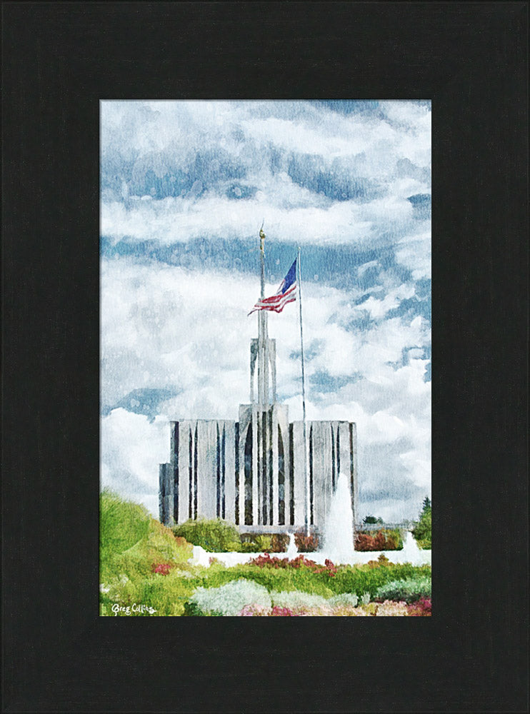 Seattle Temple - US Flag by Greg Collins
