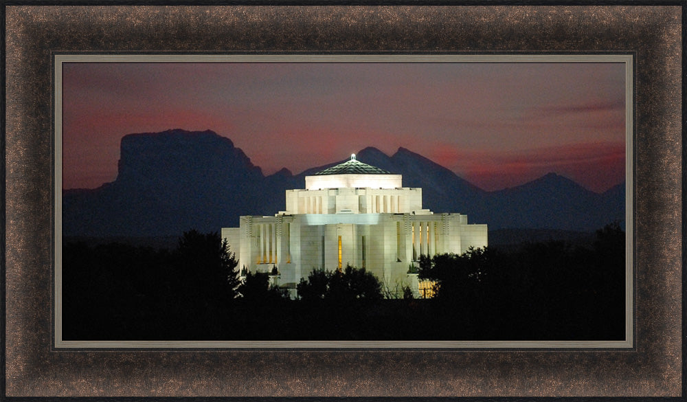 Cardston Temple - Chief Mountain Panorama by Hank deLespinasse
