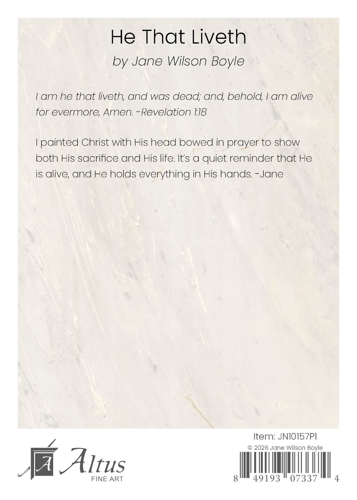 Artistic depiction of a religious theme with text and branding at the bottom.