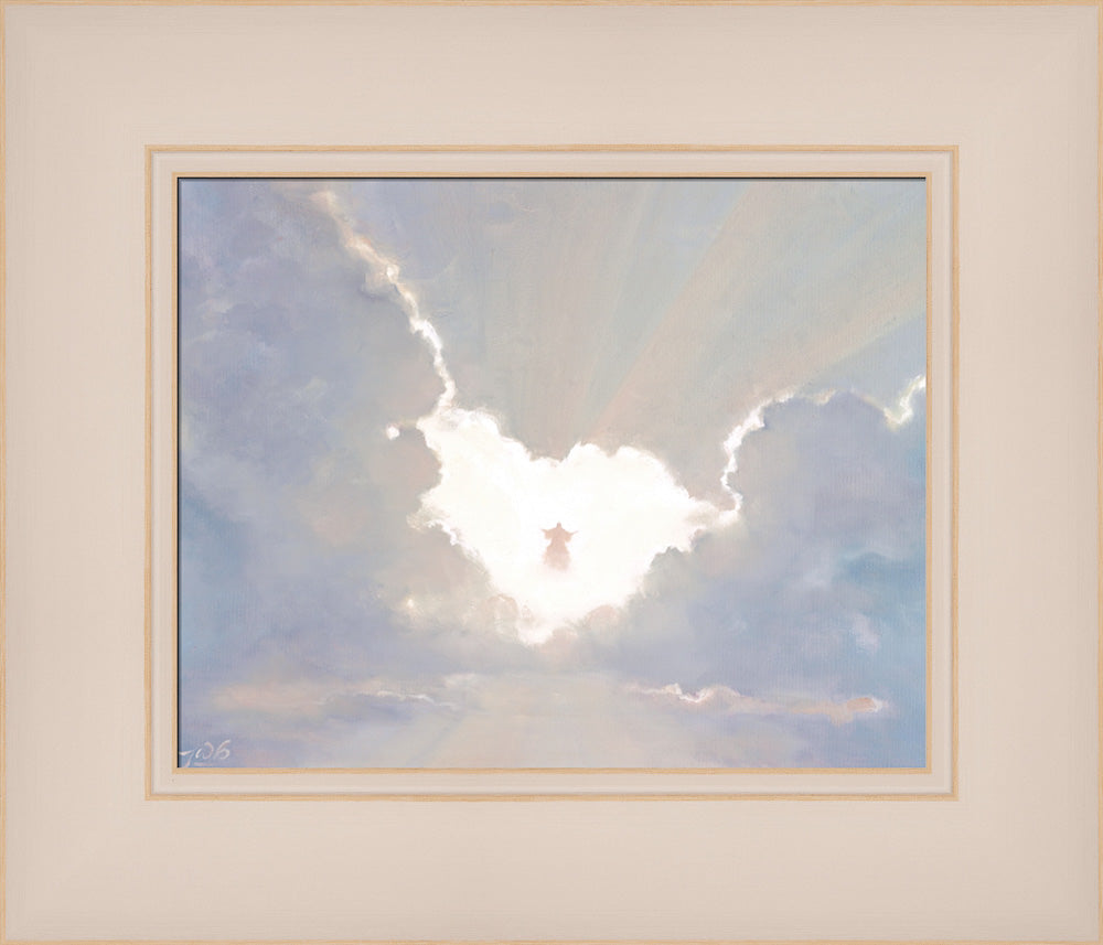 A resurrected Jesus Christ appears as a figure in the clouds.