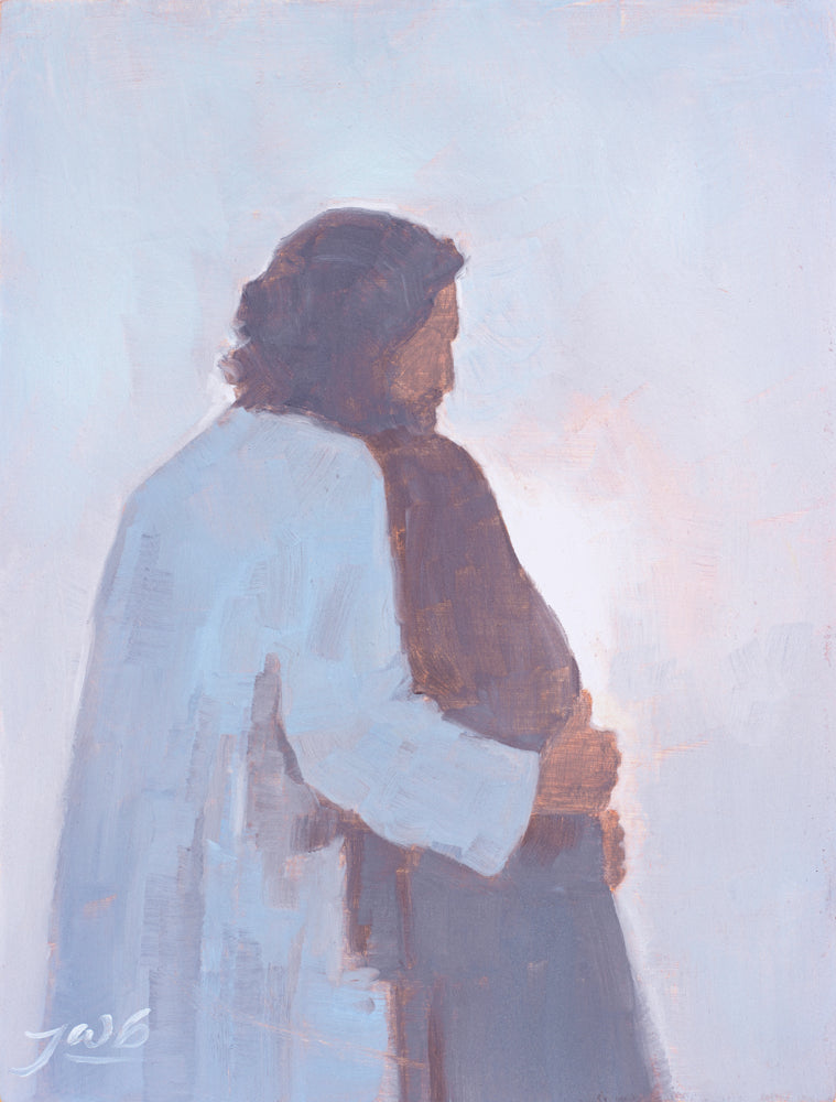 Jesus Christ embracing a figure.