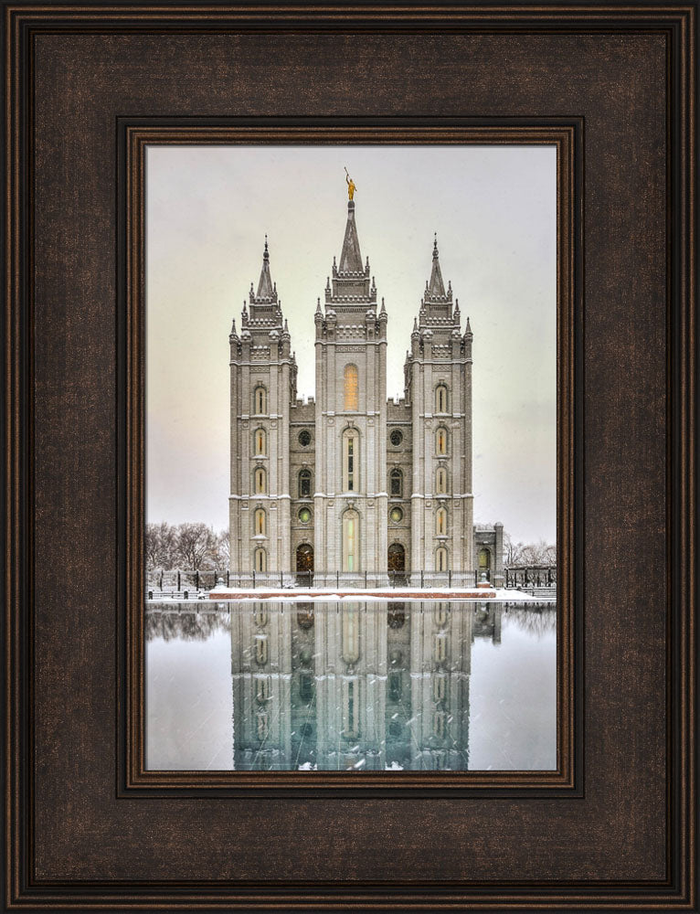 Salt Lake Temple - Snowfall Reflection