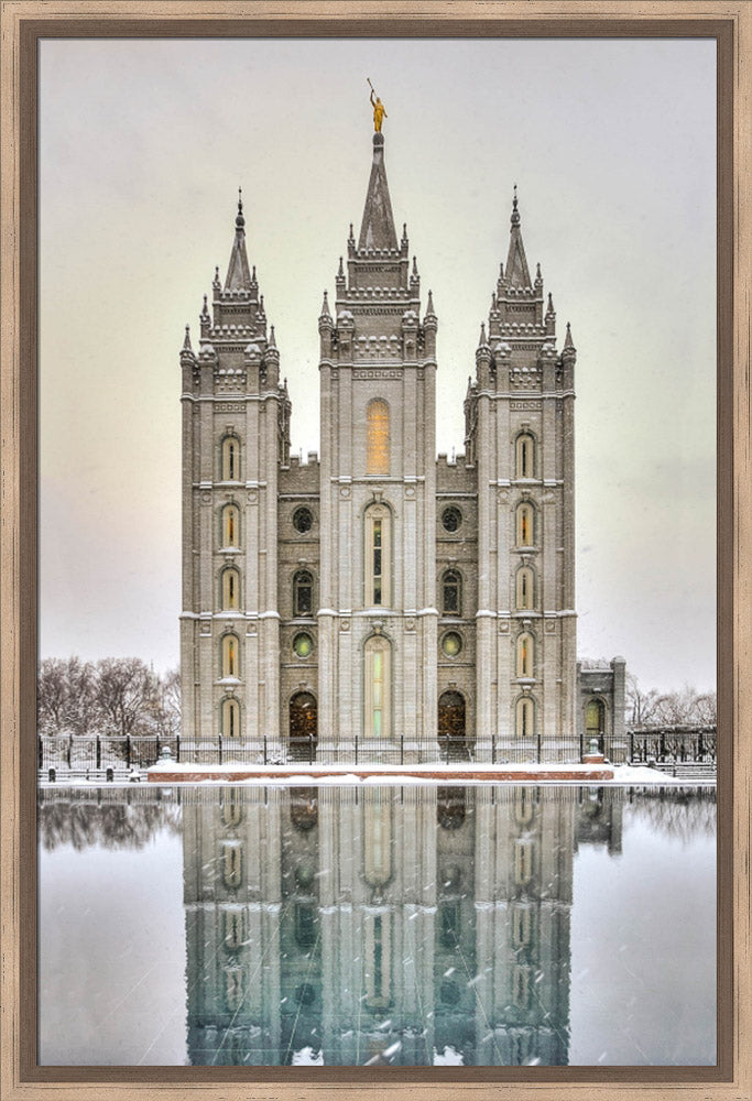 Salt Lake Temple - Snowfall Reflection