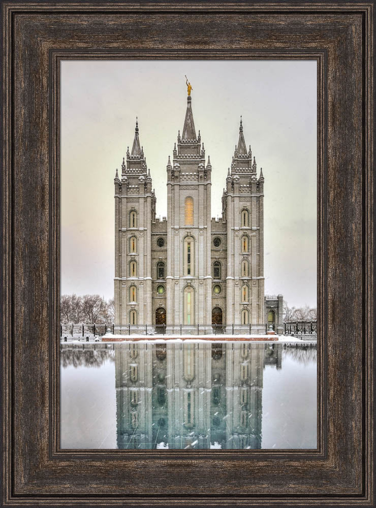 Salt Lake Temple - Snowfall Reflection