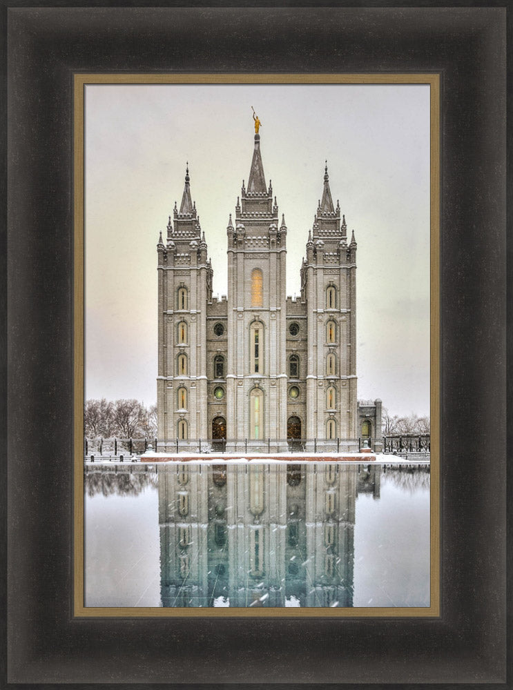 Salt Lake Temple - Snowfall Reflection