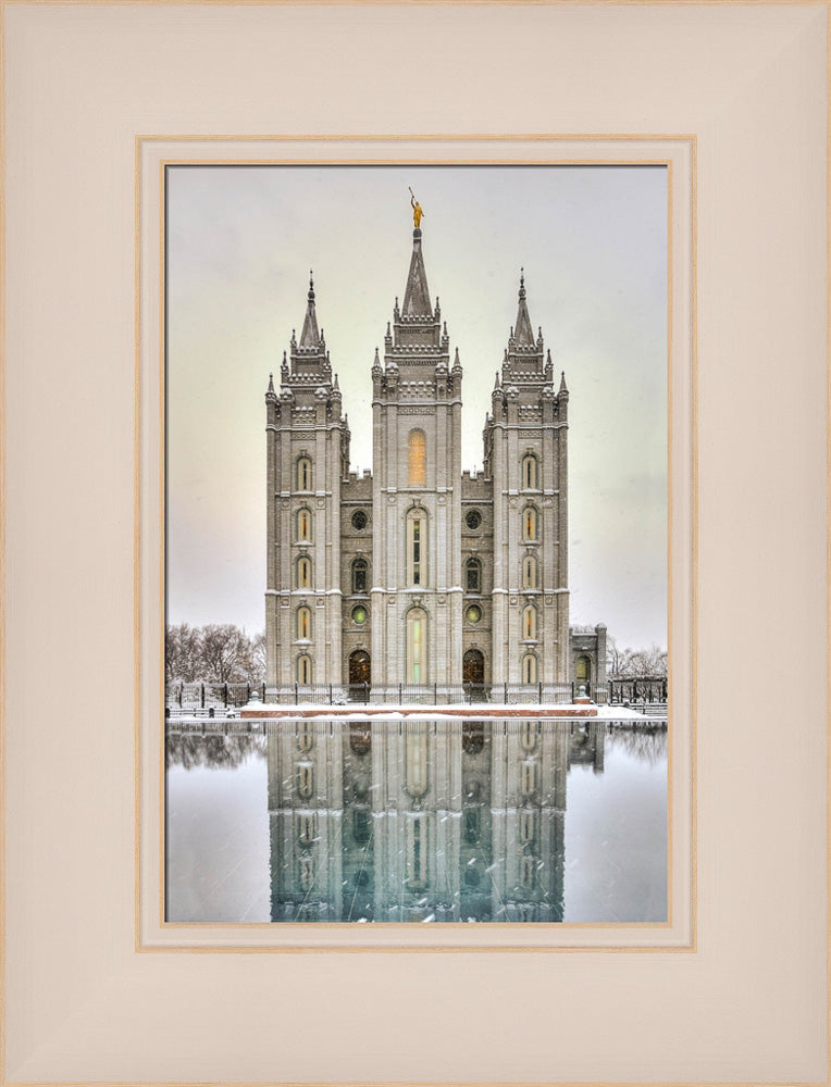 Salt Lake Temple - Snowfall Reflection