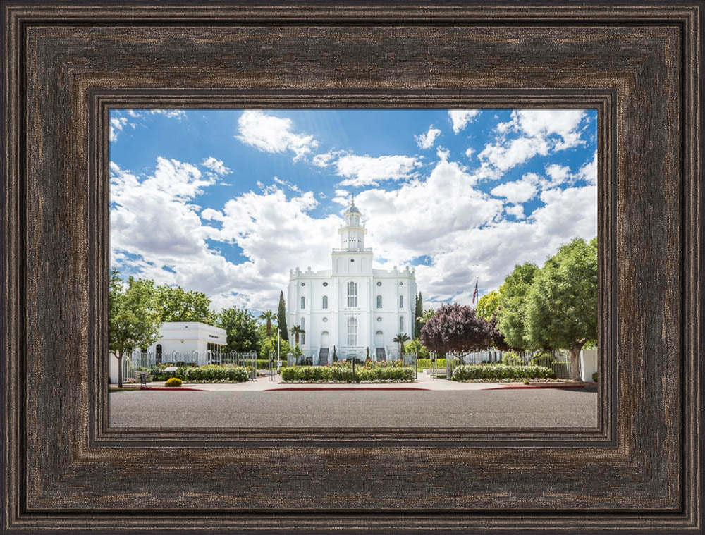 St. George Utah Temple - Blue Cloudy Skies by Lance Bertola