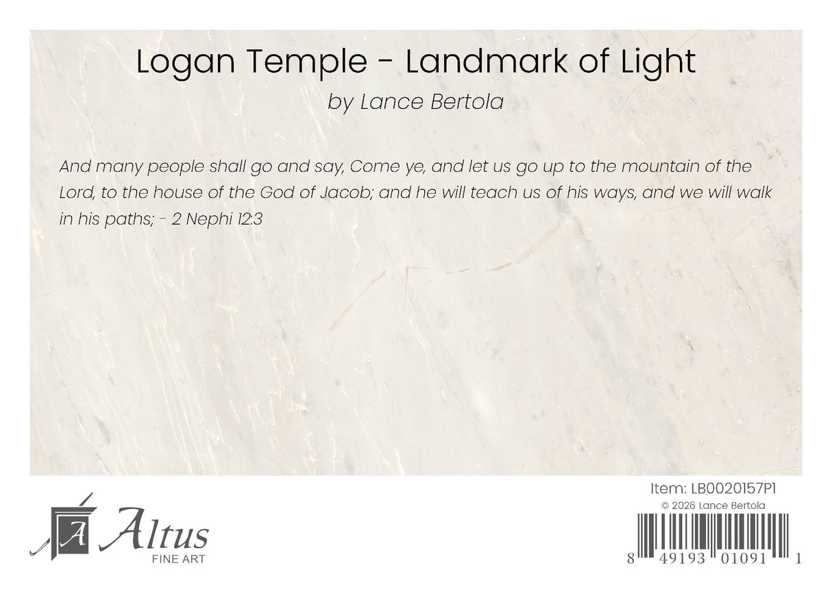 Logan Utah Temple - Landmark of Light by Lance Bertola