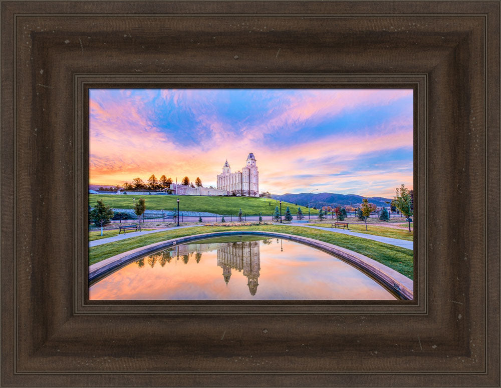 Manti Utah Temple - Reflection Pool by Lance Bertola