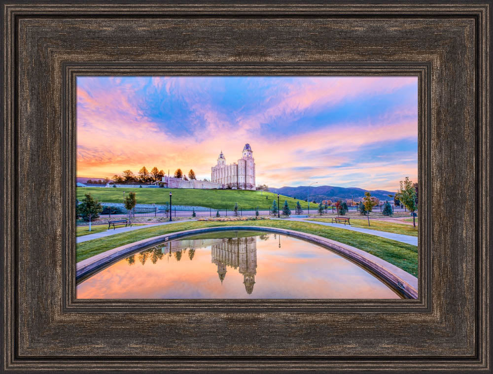 Manti Utah Temple - Reflection Pool by Lance Bertola