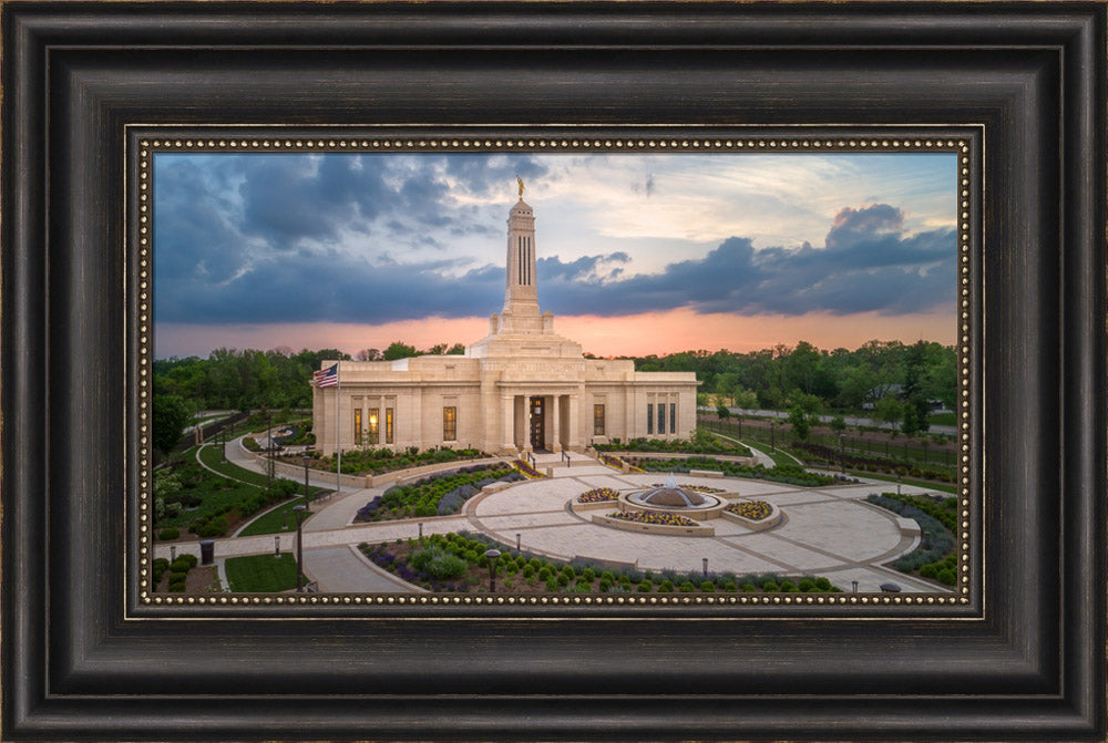 Indianapolis Temple - Sunset Panorama by Lance Bertola