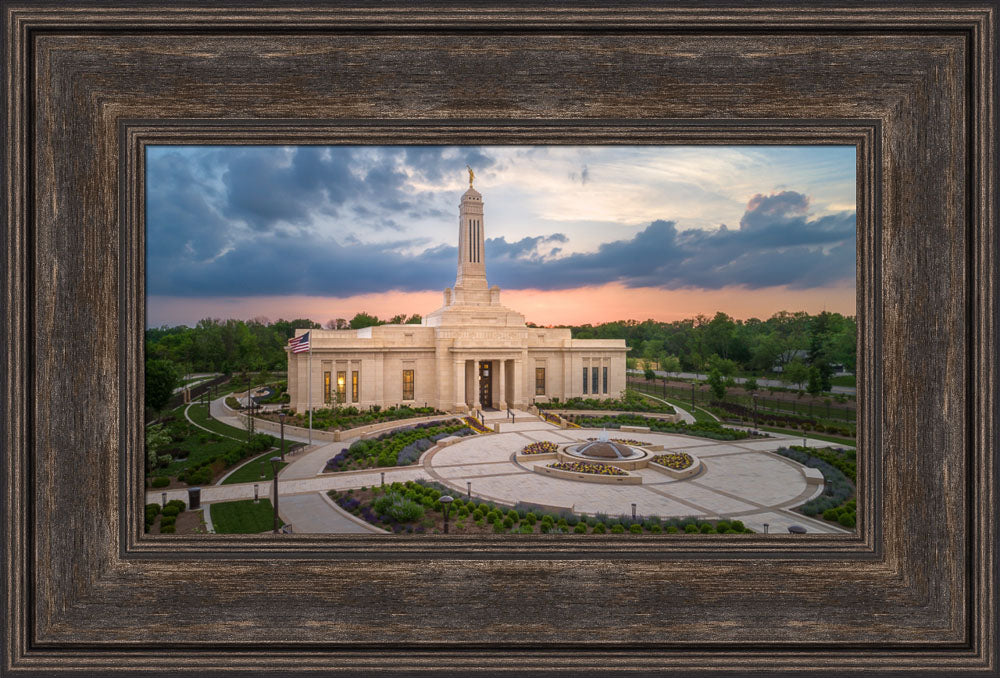 Indianapolis Temple - Sunset Panorama by Lance Bertola
