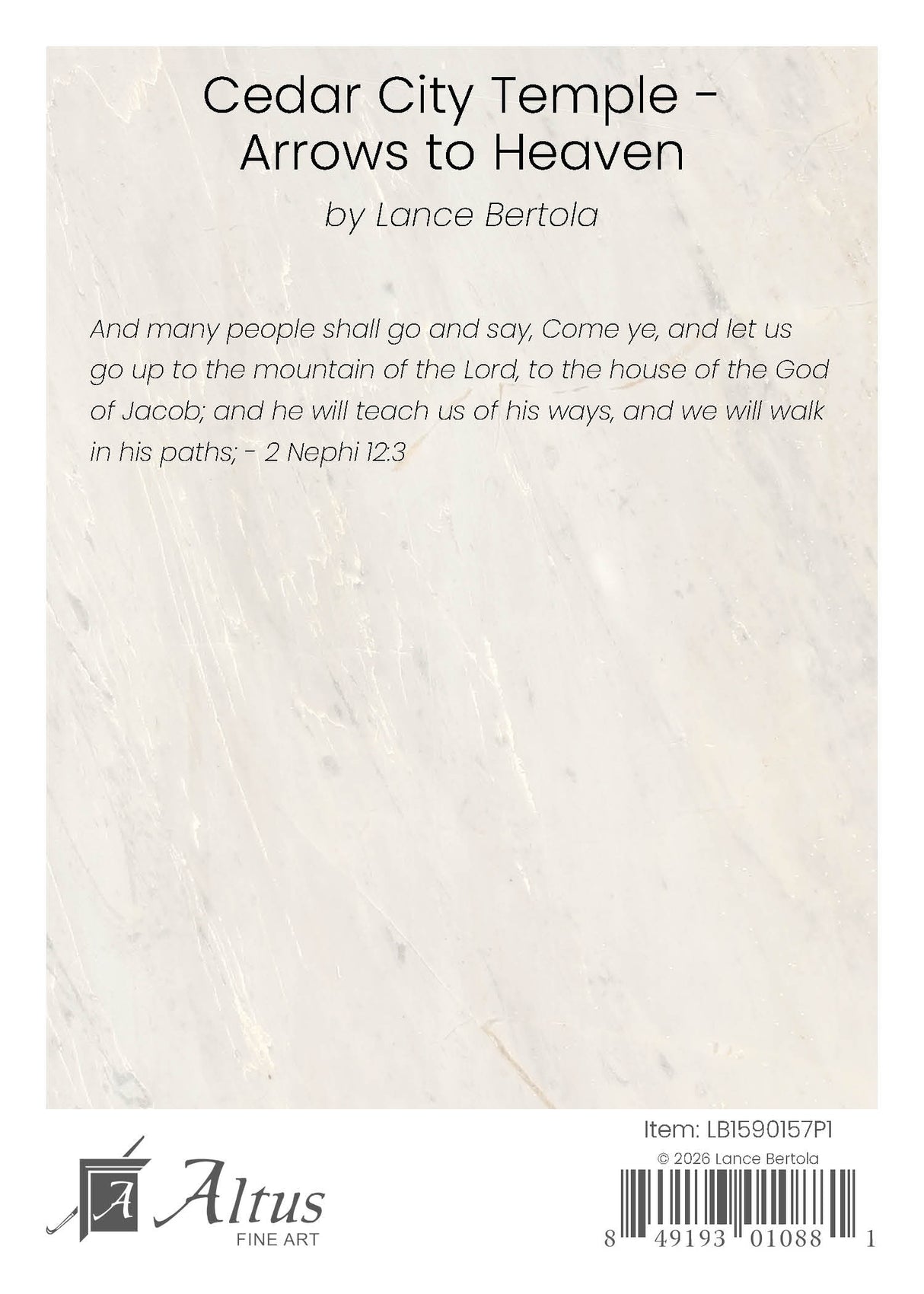 Cedar City Utah Temple - Arrows to Heaven by Lance Bertola