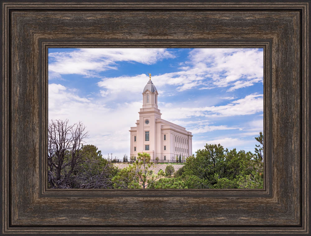 Cedar City Utah Temple - Cloudy Blue Sky Landscape by Lance Bertola