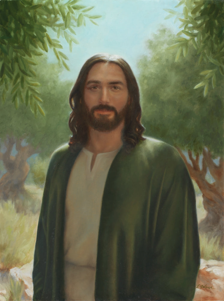 A portrait of Jesus Christ in a vineyard.