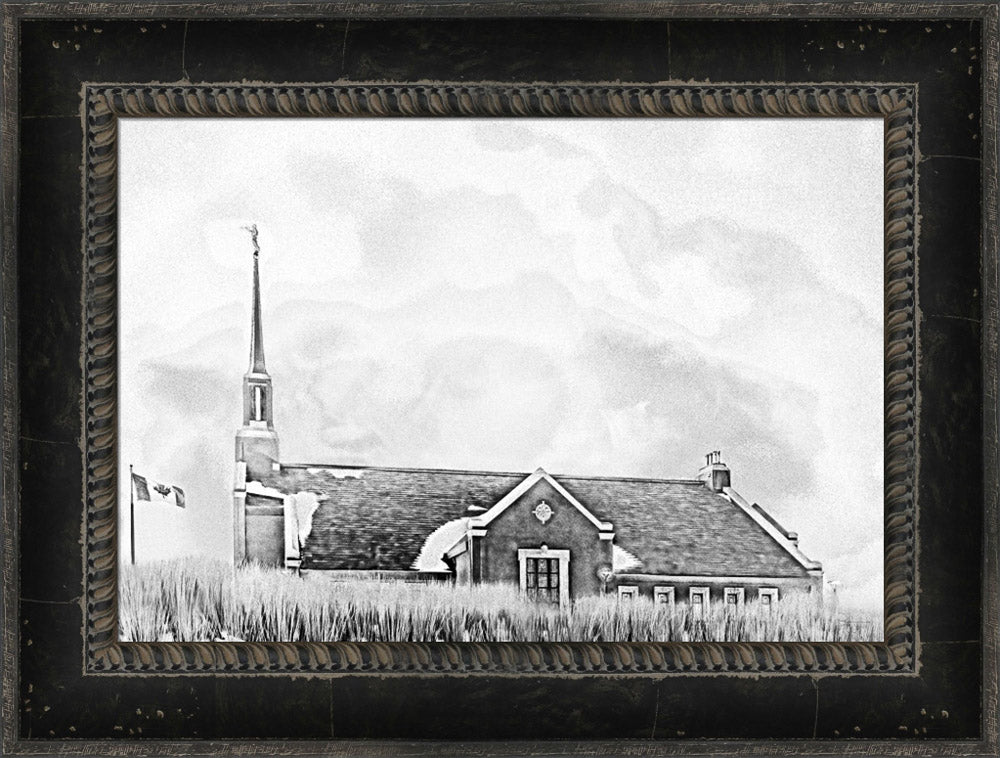 Winnipeg Manitoba Temple - Snowy Charcoal Sketch