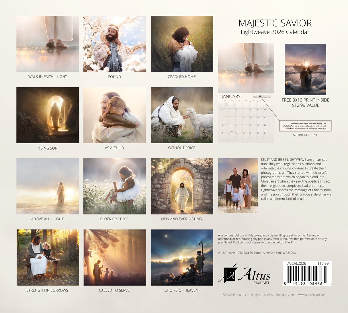 Majestic Savior Kelsy and Jesse Lightweave 2026 Calendar