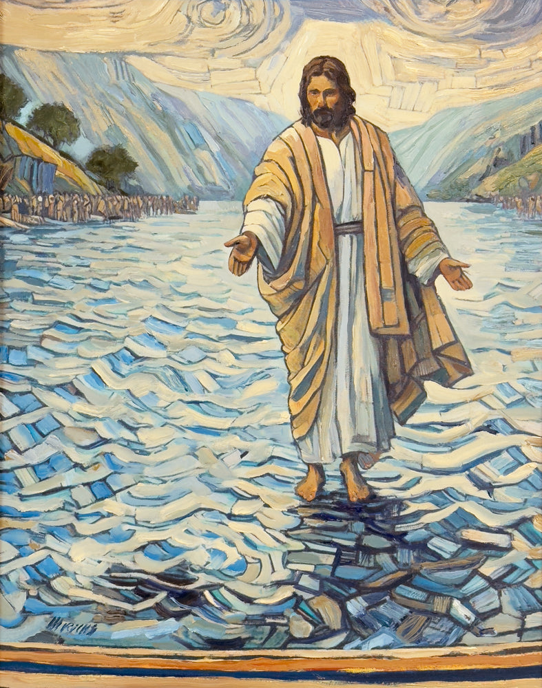 Jesus Christ walking on water.