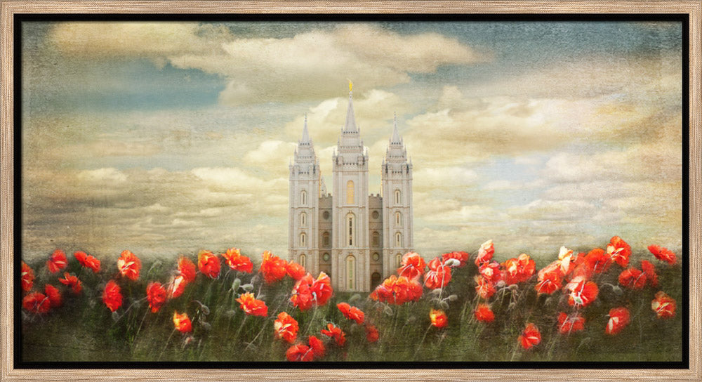 Salt Lake Temple - Joyful Day Panorama by Mandy Jane Williams