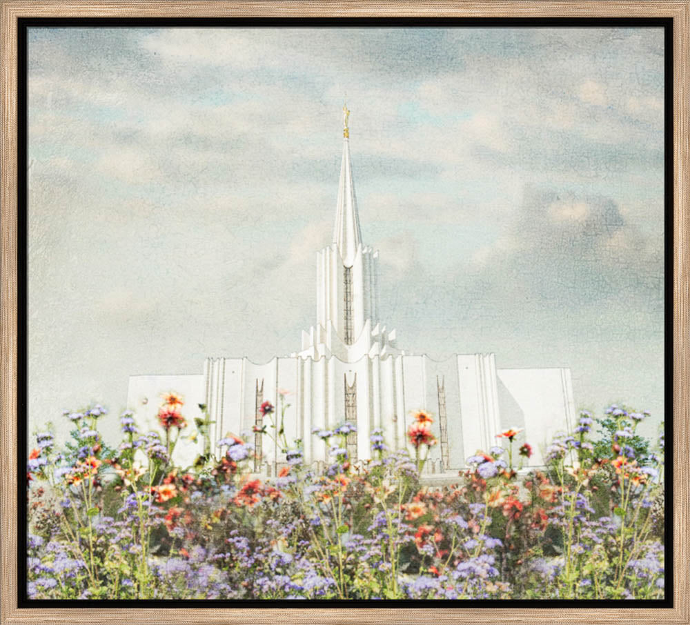 Jordan River Temple - Floral Pastel by Mandy Jane Williams