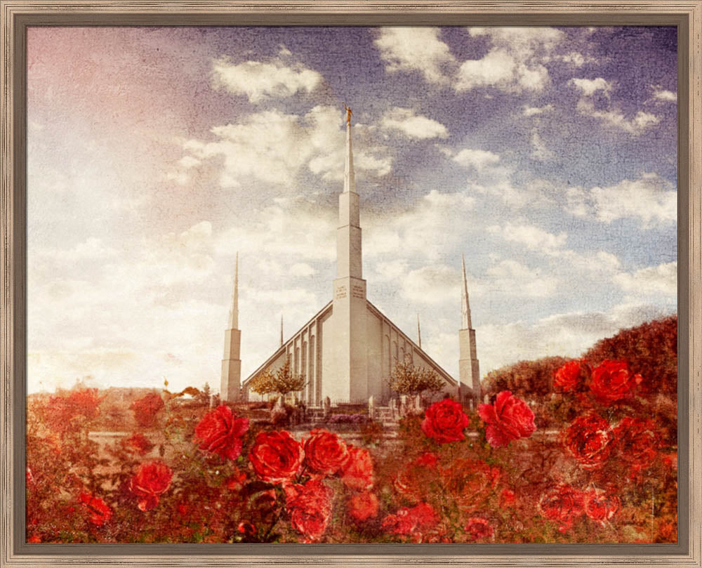 Boise Temple - Red Roses by Mandy Jane Williams