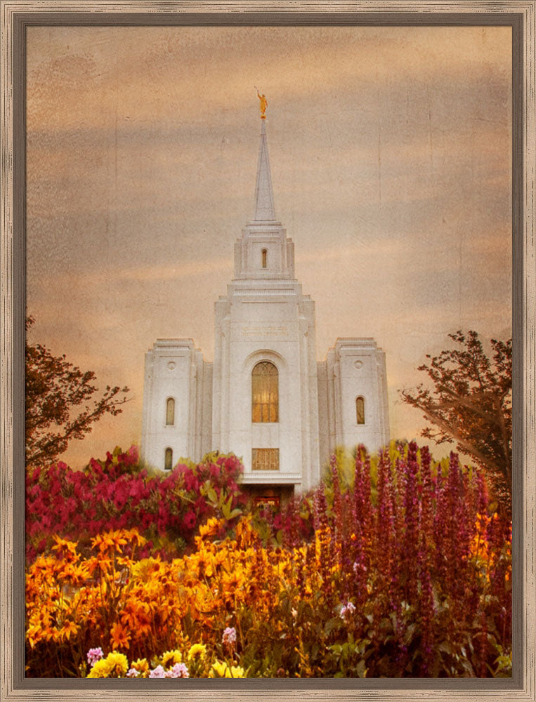 Brigham City Temple - Fall Flowers by Mandy Jane Williams