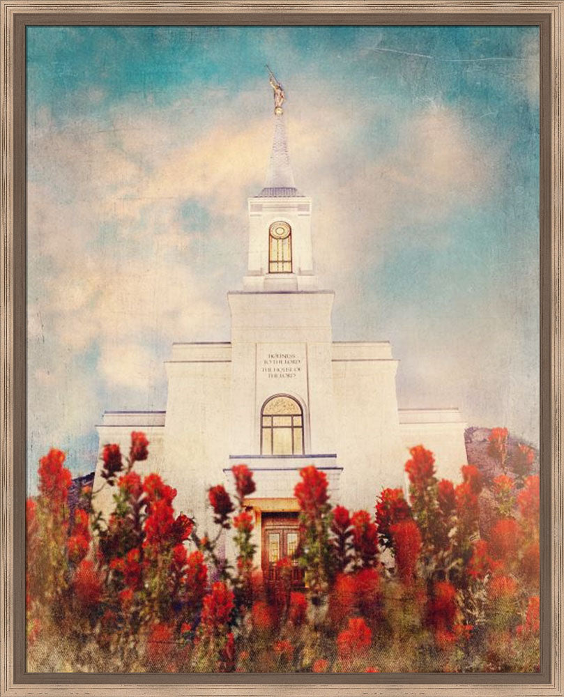 Star Valley Wyoming Temple with Indian Paintbrush by Mandy Jane Williams
