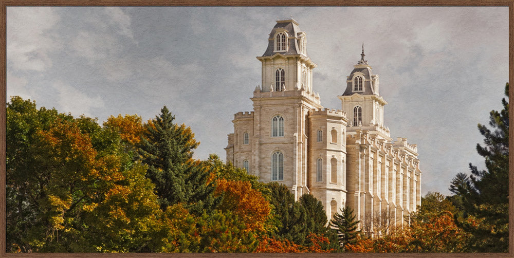 Manti Temple - Fall Trees by Robert A Boyd