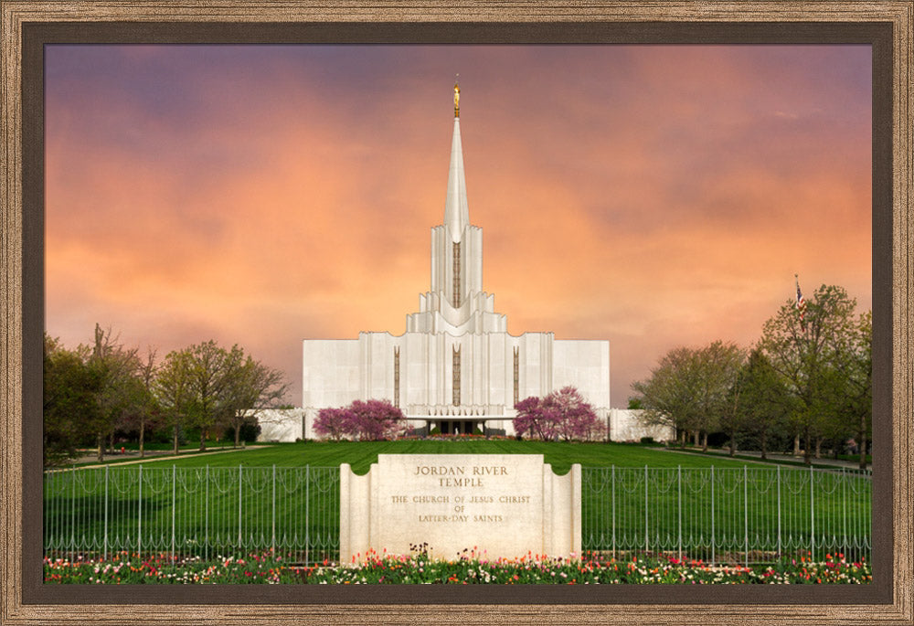 Jordan River Temple - Vibrant Sunrise Panoramic