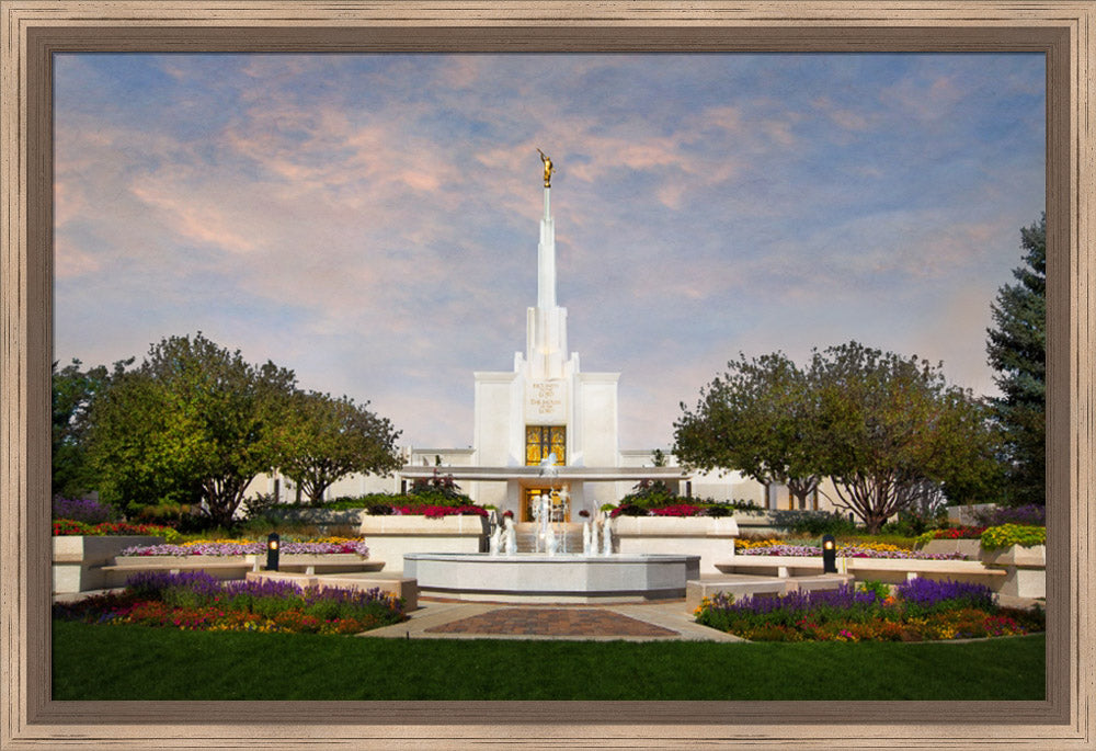 Denver Temple - Sunset by Robert A Boyd