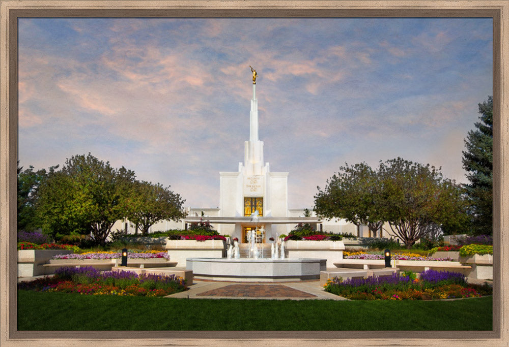 Denver Temple - Sunset by Robert A Boyd