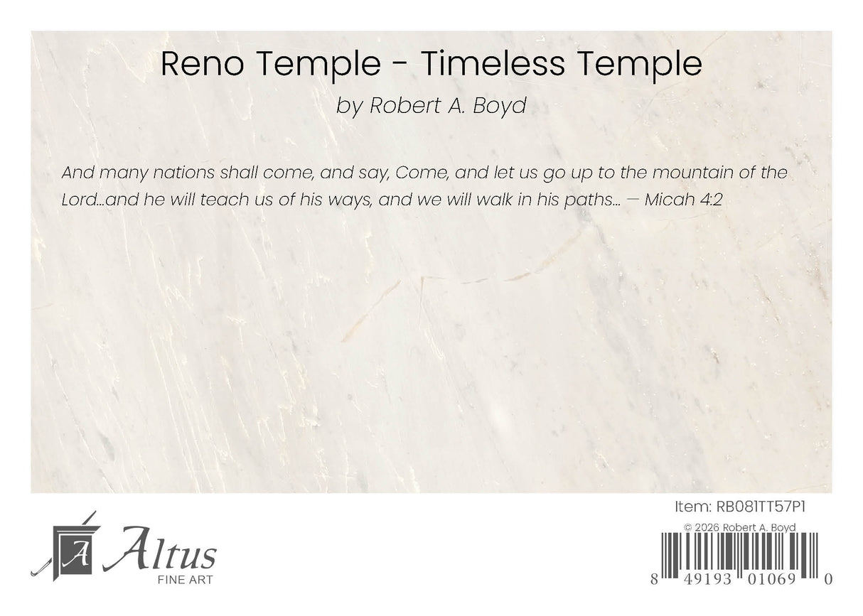 Reno Temple - Timeless Temple Series by Robert A Boyd