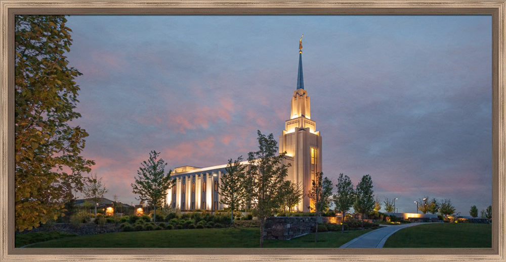 Twin Falls Temple - At Dusk by Robert A Boyd
