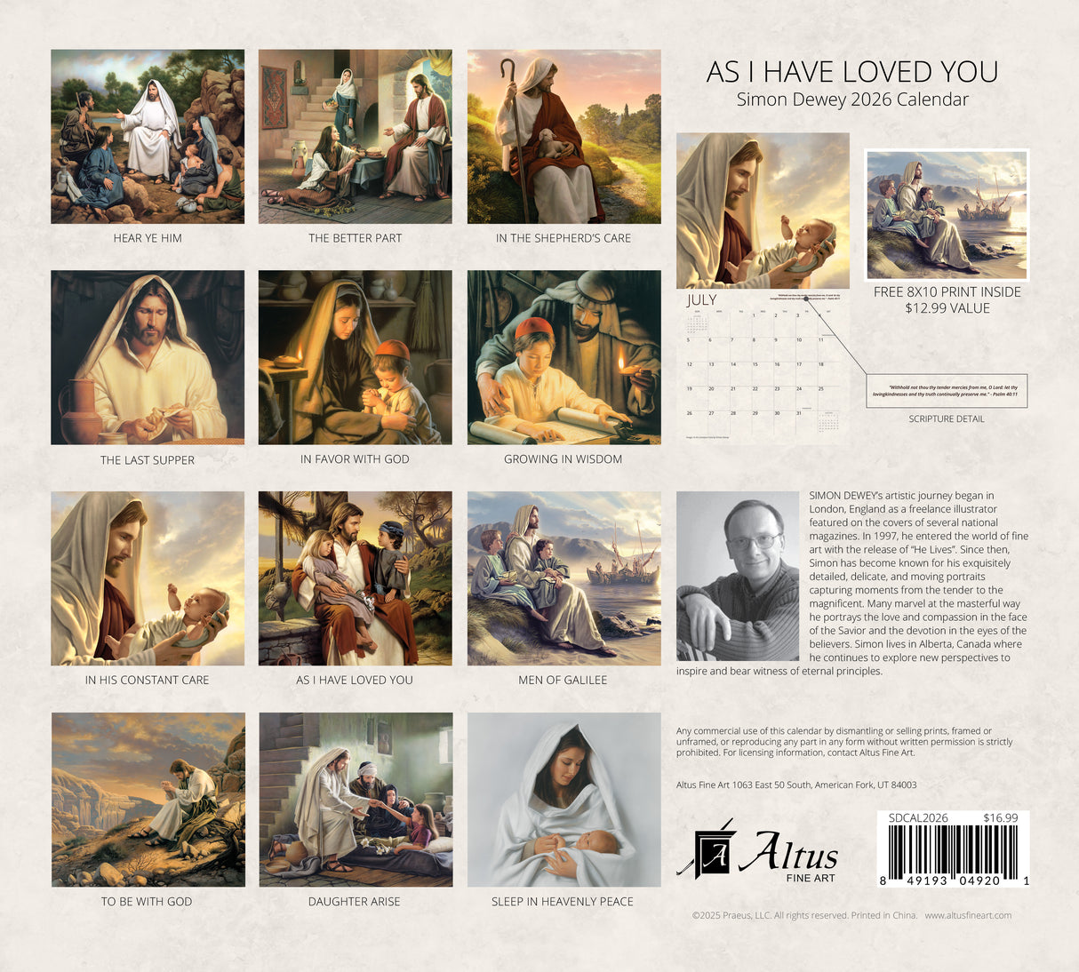 As I Have Loved You Simon Dewey 2026 Calendar