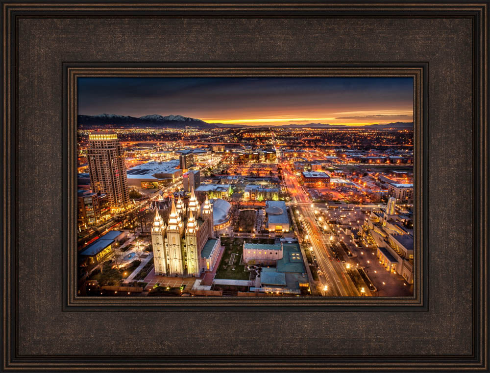 Salt Lake Temple - Sunset Cityscape