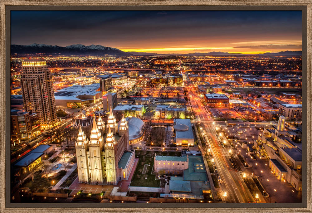 Salt Lake Temple - Sunset Cityscape