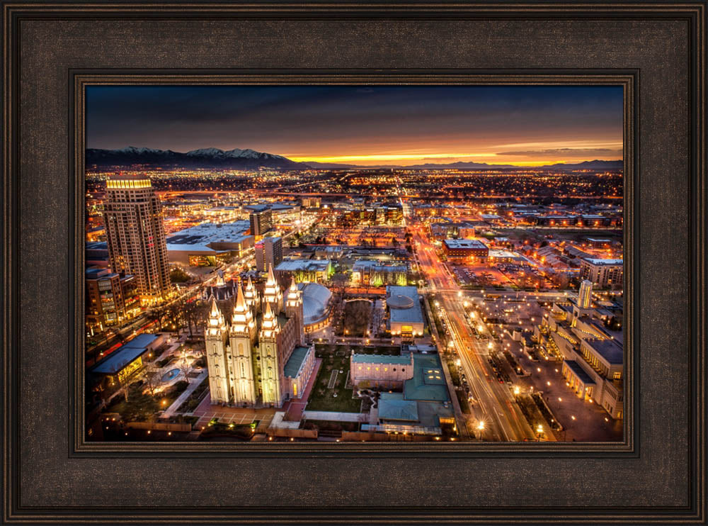 Salt Lake Temple - Sunset Cityscape
