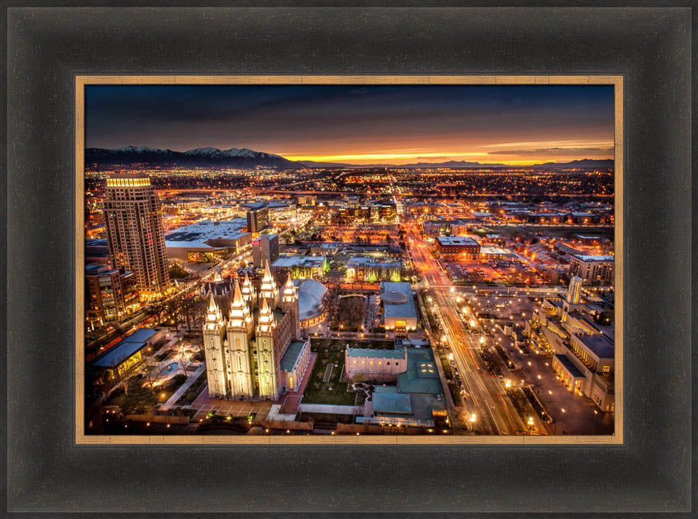 Salt Lake Temple - Sunset Cityscape