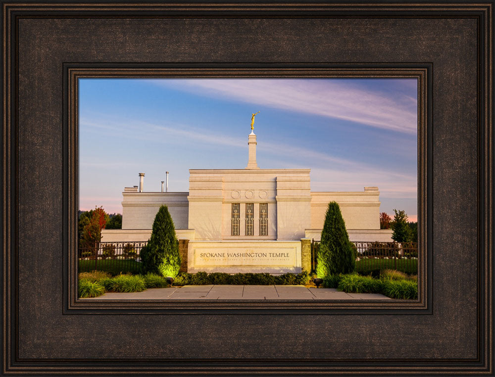Spokane Temple - Sign with Lights