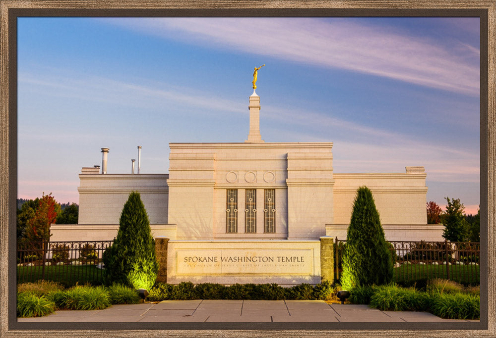 Spokane Temple - Sign with Lights
