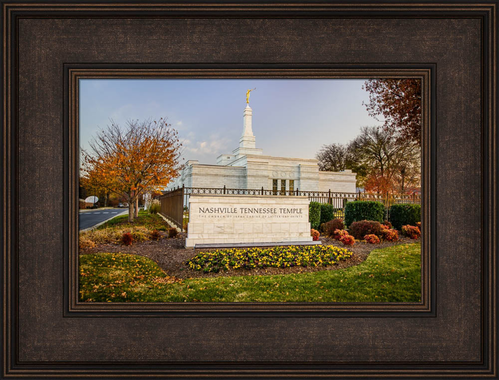 Nashville Temple - Sign in Fall